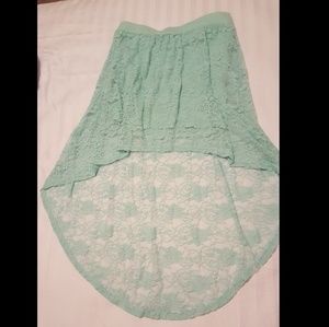 Tourquoise High Low Lace Skirt